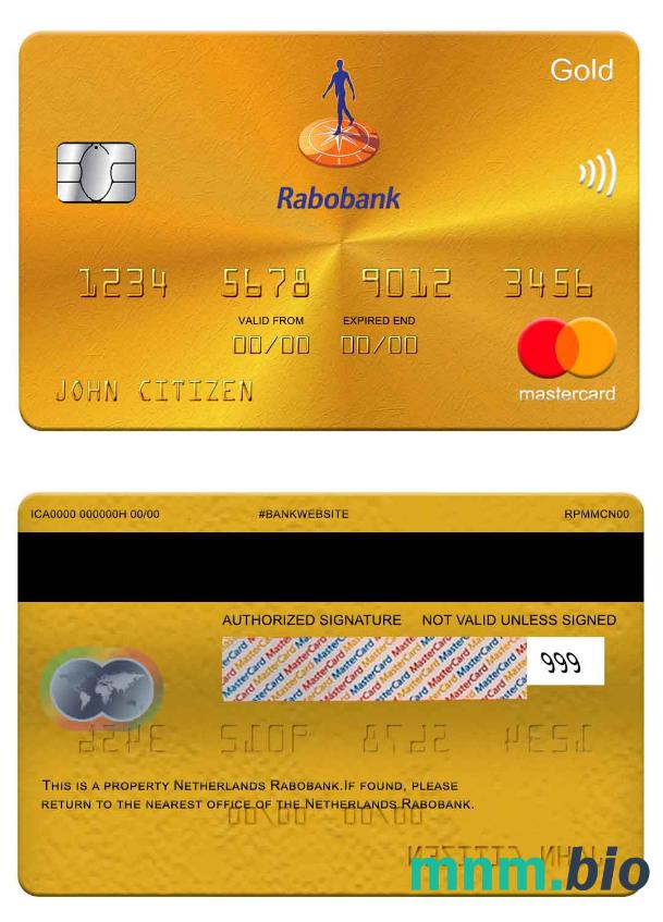 Netherlands Rabobank mastercard złoto